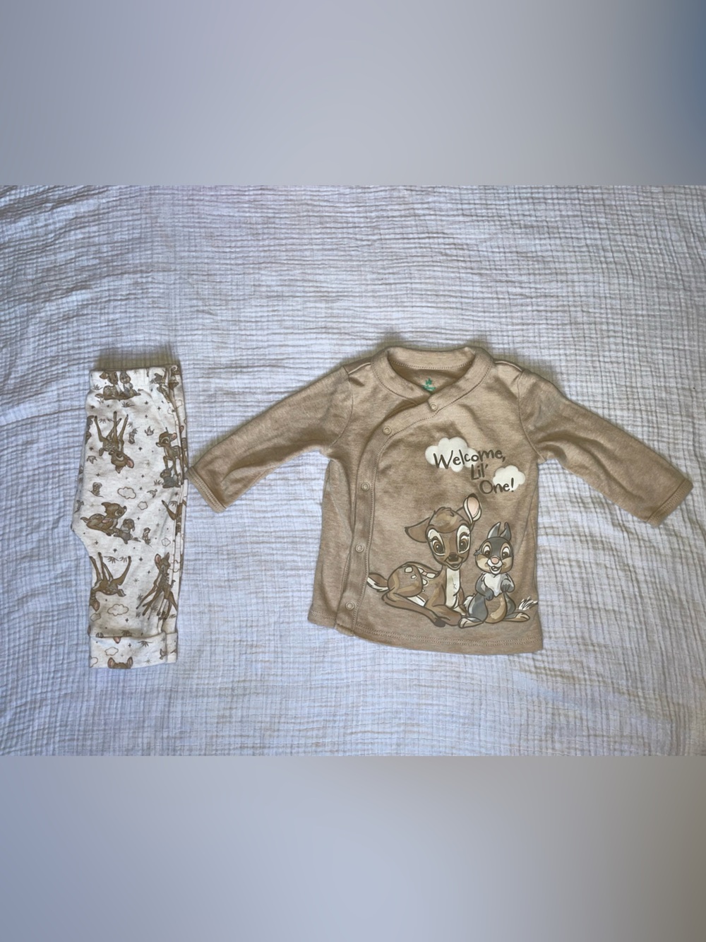 Disney Brown 'Welcome Little One' Bambi Top with Cream Printed Pants